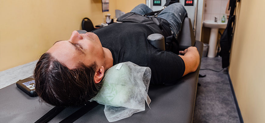 patient receiving spinal decompression in Sacramento for auto accident injuries